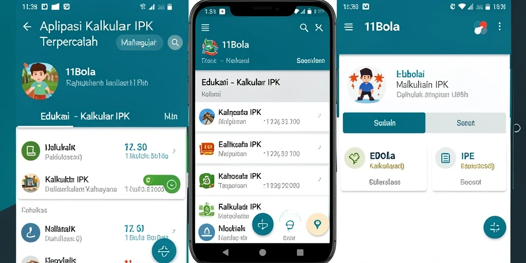 Antarmuka pengguna aplikasi Kalkulator IPK 11BOLA yang sederhana dan efektif.
