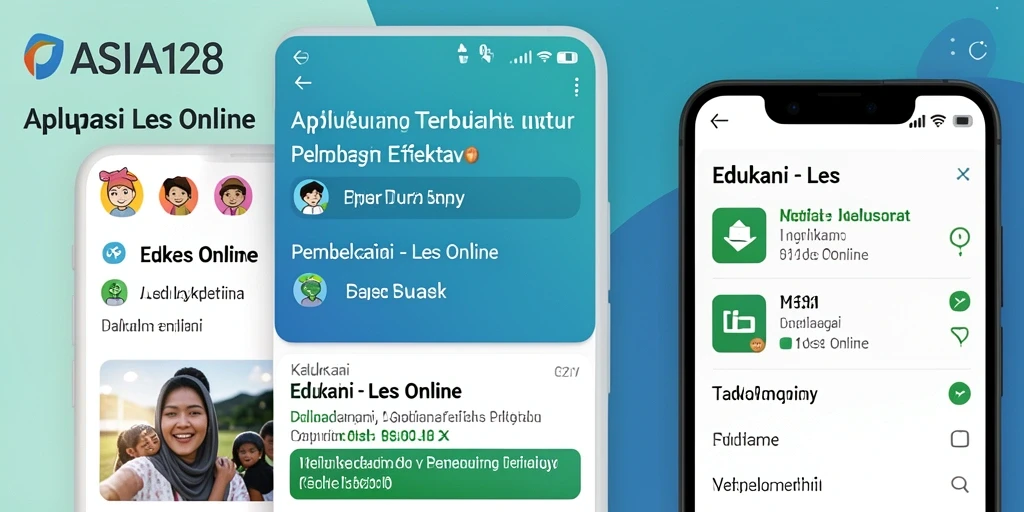 Antarmuka aplikasi Les Online ASIA128 yang menarik dan sederhana.