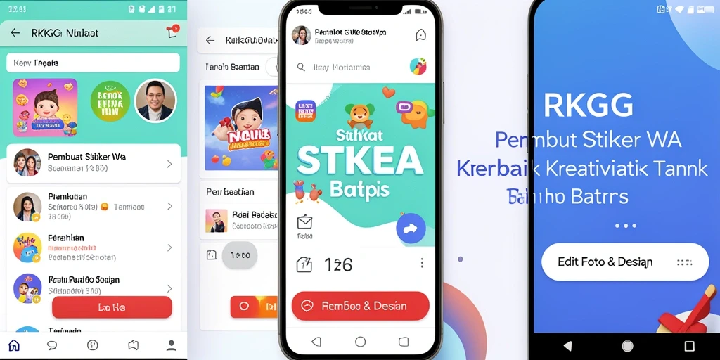 Antarmuka pengguna RKGG untuk membuat stiker WhatsApp yang kreatif.